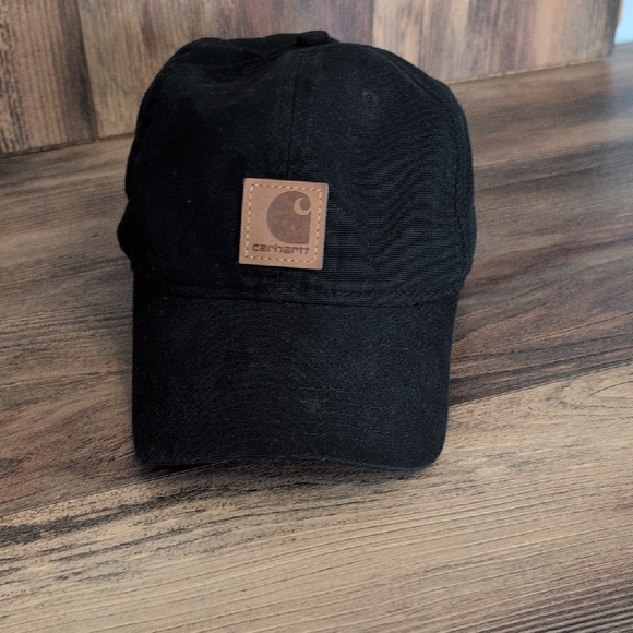 Carhartt Other - Carhartt Black Velcro Adjustable Cap with Brown Logo Patch